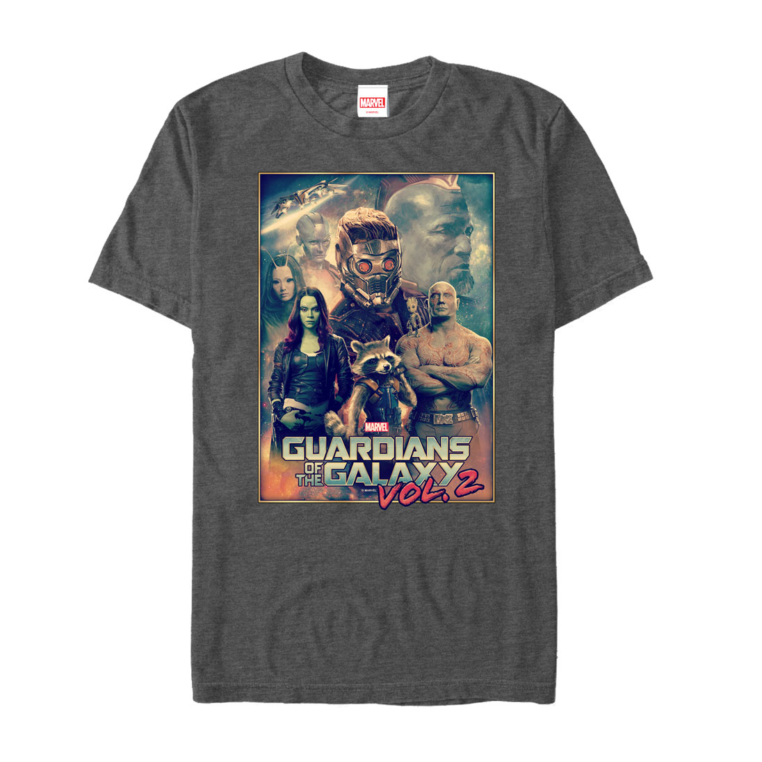 Men's Marvel Guardians of the Galaxy Vol. 2 Team Effort Graphic Tee Charcoal Heather 3X Large